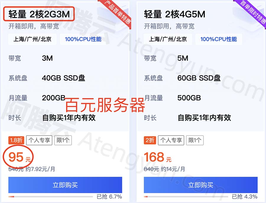 100元可买到的云服务器配置大全(图1)