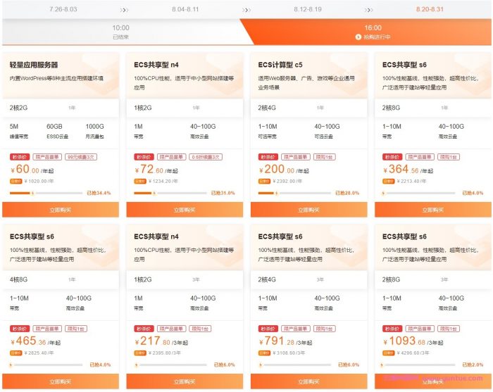 阿里云：云上年中钜惠,轻量应用服务器60元/年,ECS云服务器72元/年(图2)