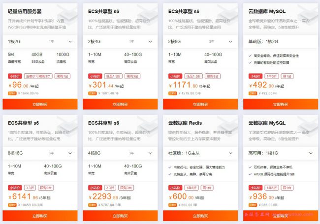 阿里云小站：轻量应用1核2G服务器低至96元限时抢购,5M带宽,1TB流量(图1)