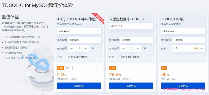 腾讯云：云原生数据库TDSQL-C，完全兼容MySQL和PG自研数据库，半年付4.9元，年付仅29.9元(图2)