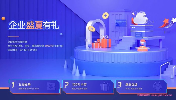 腾讯云企业盛夏有礼活动：2核4G3M标准型SA1(AMD机型)云服务器3年仅858元,抽奖送最高送价值8000元IPad(图1)