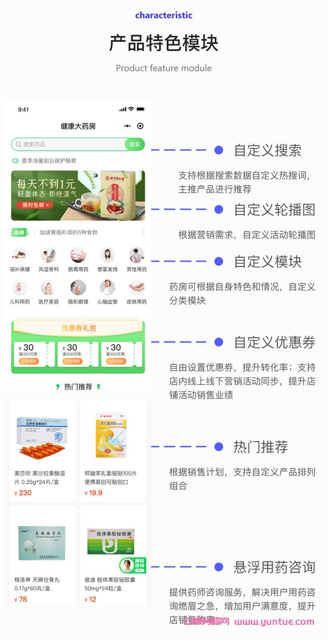 腾讯云新零售药店小程序:帮助实体药店转型发展新零售,快速搭建个性化商城(图2) 腾讯云新零售药店小程序:帮助实体药店转型发展新零售,快速搭建个性化商城(图2)