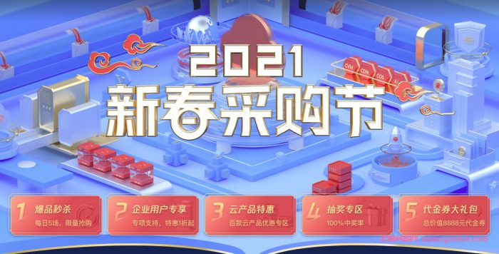 腾讯云新春采购节：1核2G云服务器仅95元,免费领取8888元代金券(图1)