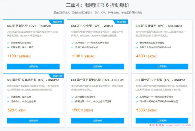 腾讯云SSL证书多少钱一年?腾讯云SSL证书价格表(图1) 腾讯云SSL证书多少钱一年?腾讯云SSL证书价格表(图1)