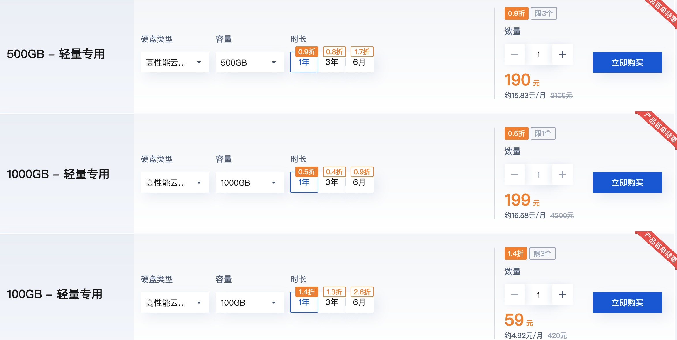 腾讯云：大容量云硬盘0.2 折起，500GB 首年 0 元！