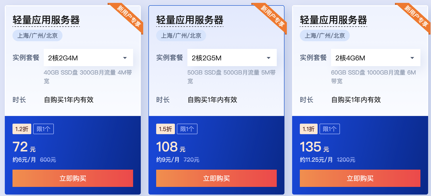 腾讯云：服务器1折起，免费送机器，买2核送4核、买4核送8核！