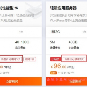 阿里云2核2G突发性能型t6与阿里轻量云服务器区别和对比