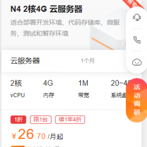 阿里云N4 2核4G 云服务器