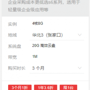 阿里云云服务器S6 4核8G