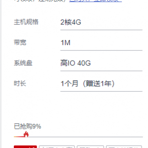 HECS云服务器 买1月送1年特惠仅限一单