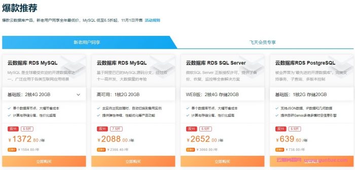 阿里云双11数据库会场：MySQL/Redis限量抢购11.11元/年,爆款规格6.5折起(图4)