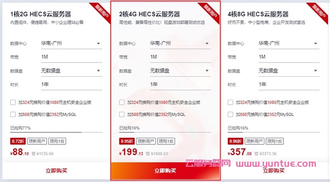 618哪里买云服务器便宜?阿里云/腾讯云/华为云/金山云/易探云等价格对比(图3)
