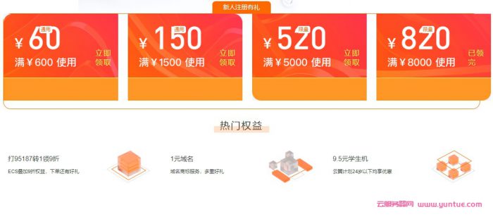 阿里云新人代金券礼包领取，总额1550元代金券免费领取(图2)