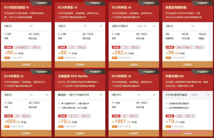 阿里云：共享型S6 ECS云服务器1核2G低至86元/年,258元/3年(图1)