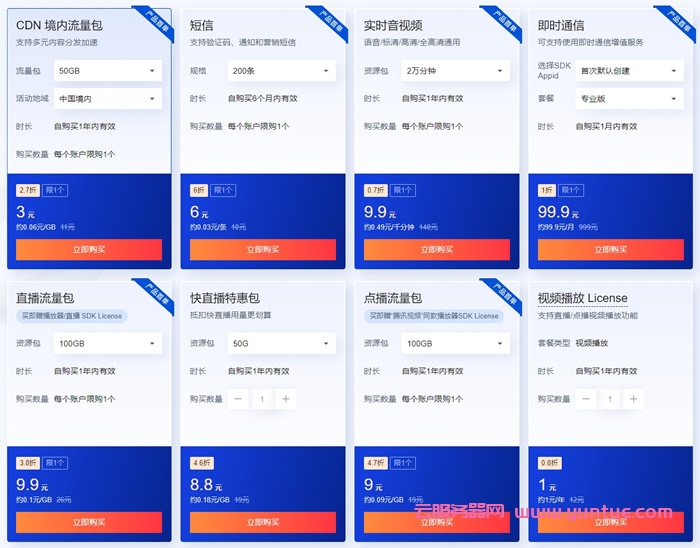 腾讯云CDN&amp;音视频通信会场：618特惠购，短信0.03元/条起，CDN 0.06元/GB起(图2)