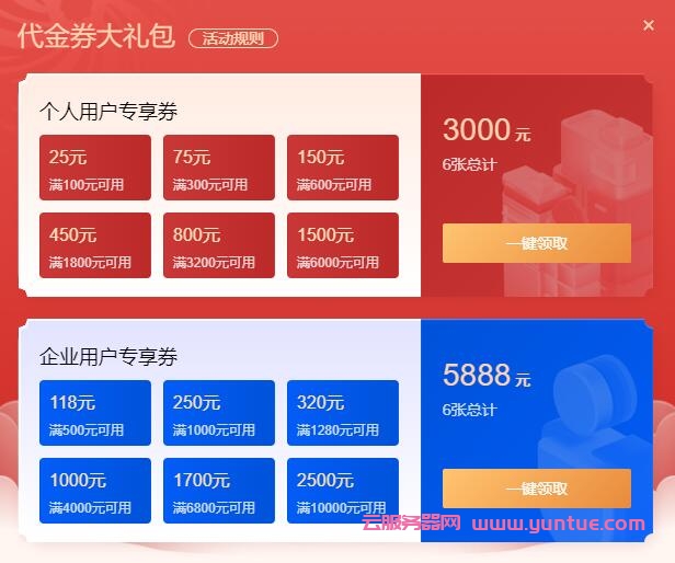 2022腾讯云新春大促：8888元代金券大礼包!买服务器满600元可减150元(图2)