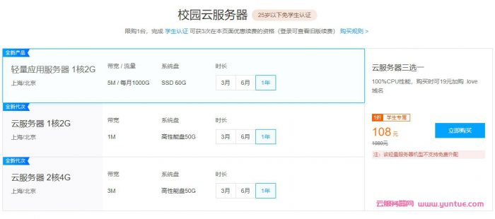 腾讯云学生云服务器优惠套餐活动，轻量应用服务器年108元(图1)