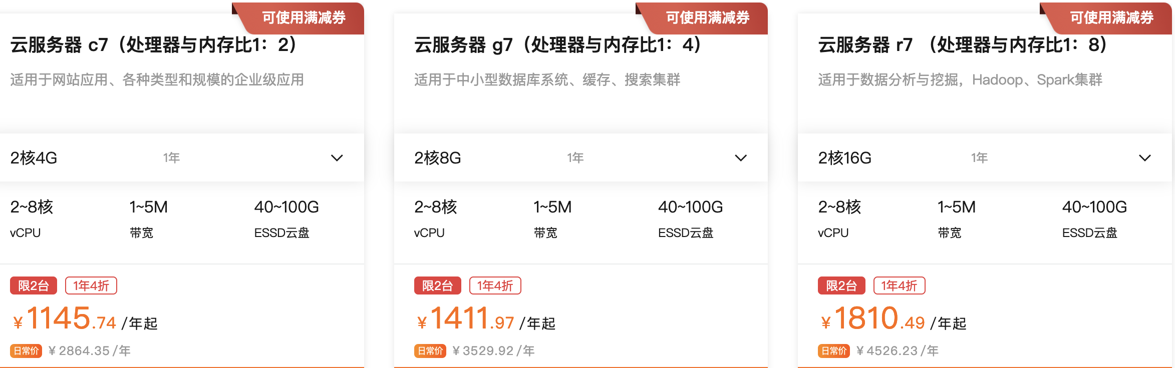 阿里云企业用户12月优惠活动：c7/g7/r7系列产品4折起！